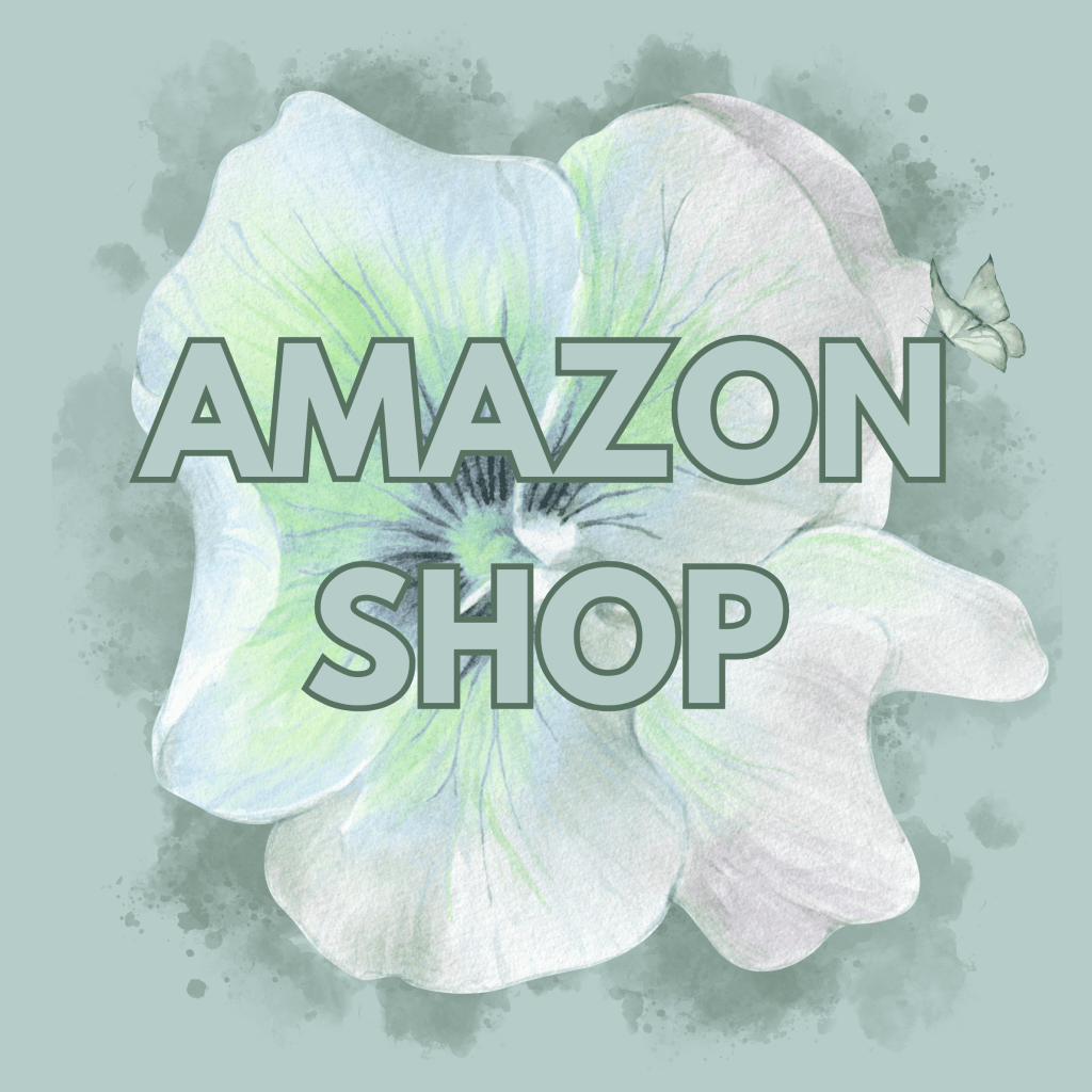Illustration of a soft-colored flower with the text 'AMAZON SHOP' prominently displayed in the center.